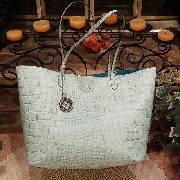 London Fog Embossed Faux Croc Tote - Picture 3 of 15